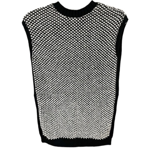 BCBG MaxAzria Sleeveless Black and White High/Low Sweater Size S - Picture 2 of 6
